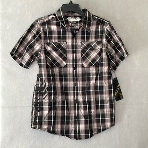 HELIX XL Boys Short Sleeve Button Down Graphic Back Pocket Front Shirt NWT